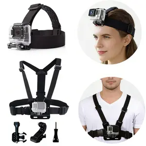 2Pack Universal Action Camera Accessories Kit - Head Strap Mount+Chest Harness, for SJCAM SJ4K,SJ20,C100+,C110+,C200,C300,C400/ Gopro Hero 13 12 11 10 9 8 7 6 5/AKASO EK7000/V50/Brave 7/ DJI /Dragon Touch Action Camera