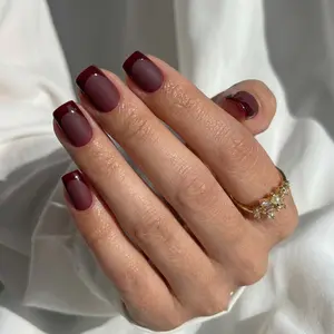 Plum Velvet Square Nails - Press On Nails
