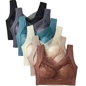 COUTURECOZY Women's Push-Up Bras - 6pcs Soft Comfy, Supportive Wireless, Unlined Floral Lace Full Coverage Bras with Keyhole Cutout, Breathable Fit for Workout & Everyday Lingerie Tops, Soft Comfy Bra
