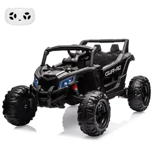 GARVEE 24V Remote Control Off-Road UTV Ride-On Car - 400W Motors, Battery-Powered, 19in Spacious Seat, 4 Shock Absorbers, 4.5 Mph Max Speed, Music LEDs, Electric Toy for Older Youth, Black