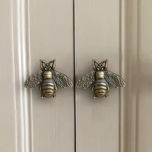 Vintage Bee Design Cabinet Knobs, Zinc Alloy Drawer Pulls, Retro Honeycomb Style Strip Hardware for Home Decor and Kitchen Cupboard