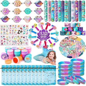 Mermaid Party Favors Assortment, 132pcs/set Mermaid Birthday Party Decoration Toys, Party Supplies Favors Bags, Birthday Party Supplies Toys, Gifts for Girls