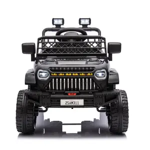GARVEE 12V Electric Ride-On Car for Toddlers with Remote Control, 4-Wheel Suspension, Battery Display, LED Lights, and Music - Battery Powered Truck Car Toy in Black