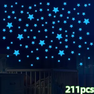 Starry Sky Projector Sticker, 211pcs/set Luminous Star Wall Sticker, Decoration Sticker, Decorative Sticker, Wall Art Stickers, Wall Decal, Sticker Packs for Home Bedroom Living Room