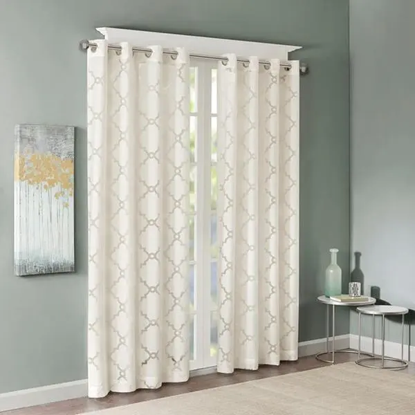 Fretwork Burnout Sheer Curtain Panel - Elegant Design for Home Decor