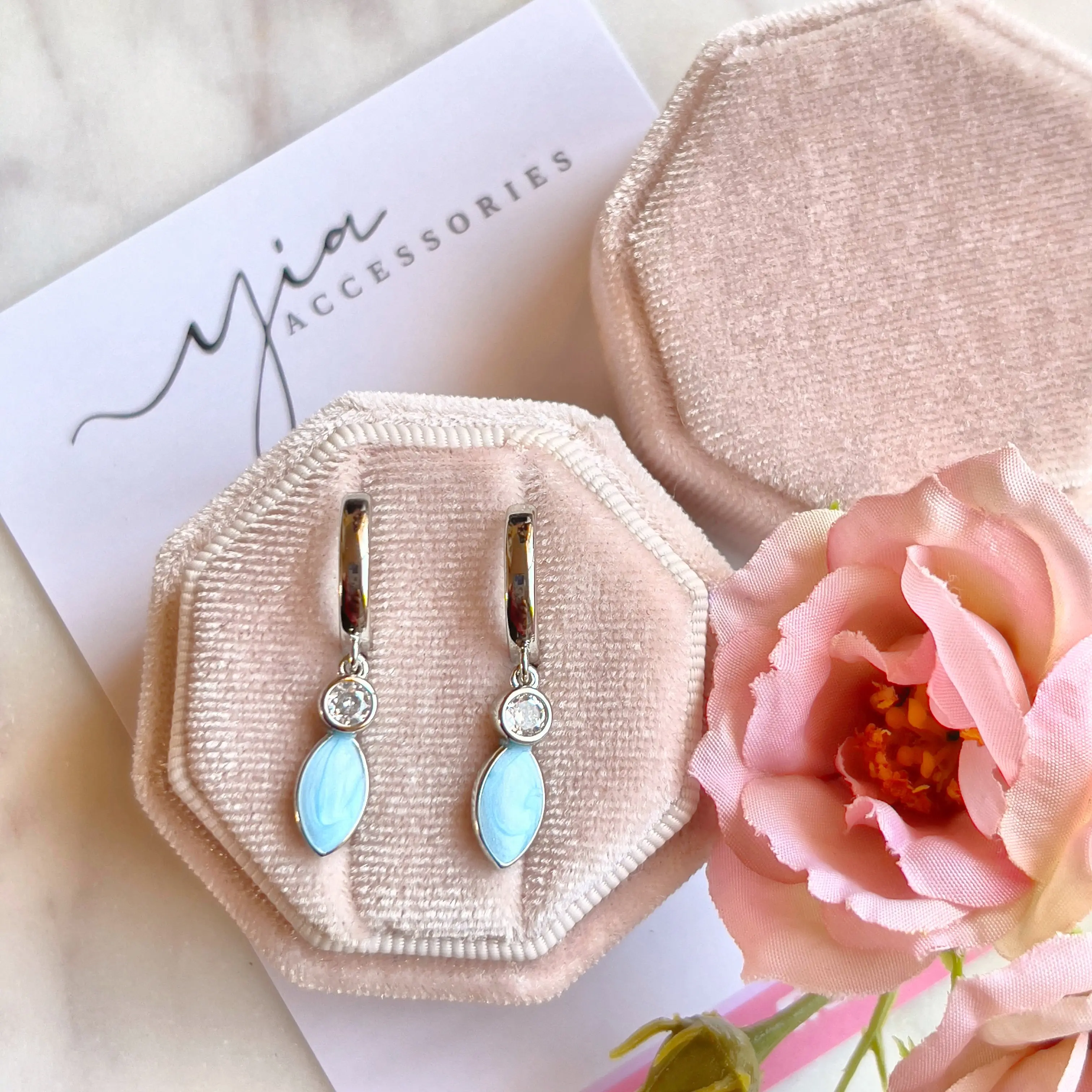 Zircon Drop Earrings for Women, Elegant Blue Teardrop Huggie with Silver Sparkle, Fashion Costume Jewelry, Zircon Earrings, Teardrop Earrings