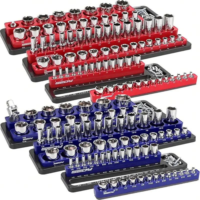 LLNDEI 44-Piece 1/4" Drive Socket & Nut Driver Set – Metric Deep/Shallow 4-15mm, Ratchet, 6" Nut Drivers, Impact Adapter