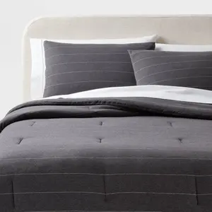 3pc King Jersey Comforter and Sham Set Dark Gray - Threshold: Knitted, Includes 2 Shams, Zipper Closure