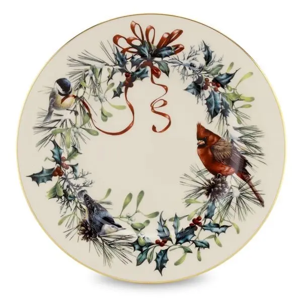 Lenox 835220 Luxury Gold Winter Greet Bird-Themed Dinnerware Salad Plates - Set of 6, Luxury Gold Plates