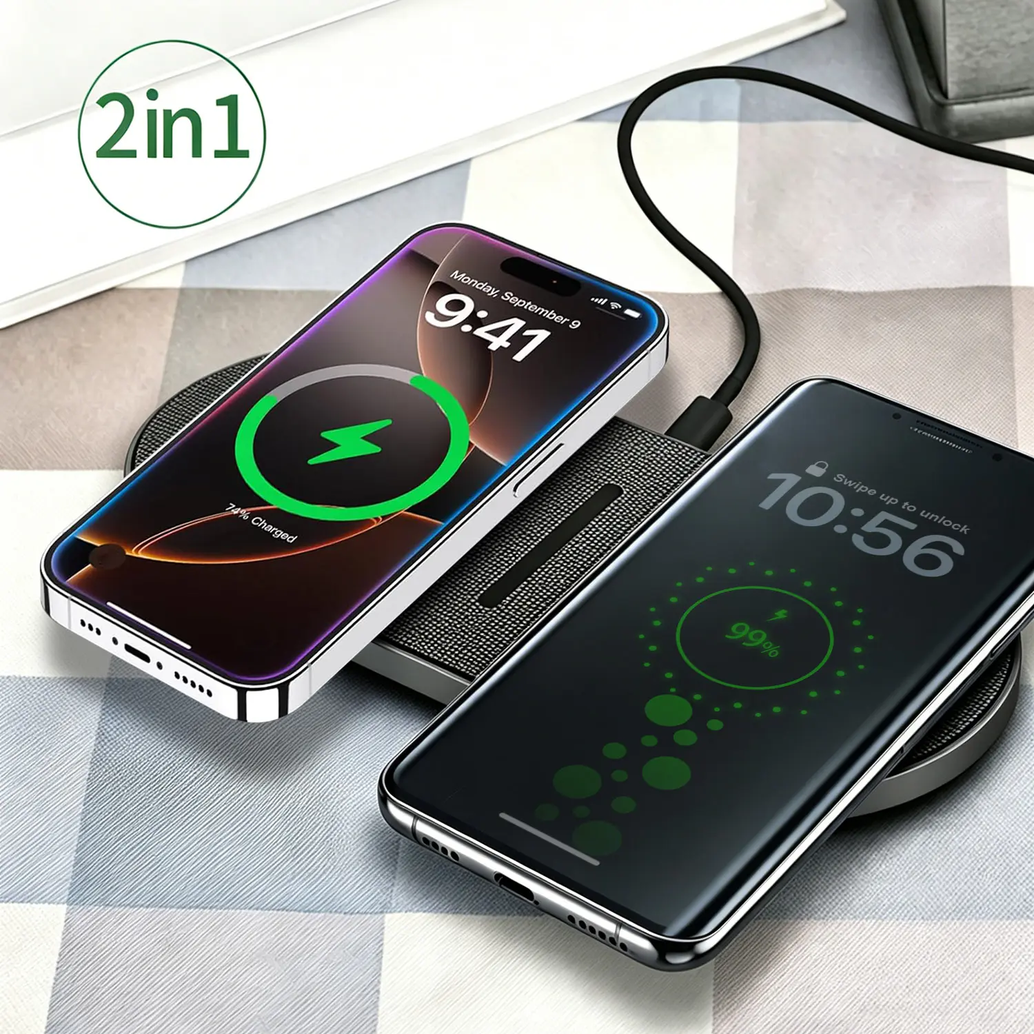 2 in 1 Wireless Charger Pad, Dual 20W Fast Wireless Charging Station for iPhone & Samsung 2 in 1 Wireless Charger Pad, Dual 20W Fast Wireless Charging Station for iPhone & Samsung