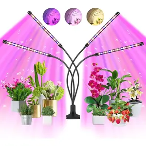 Indoor  Grow Light, 80 LED Black 4-Tube Lamp with Full  Red/Blue/Yellow, 6/12/16H Timer, 10-Level Dimmable, Flexible Gooseneck, 3 Spectral Modes