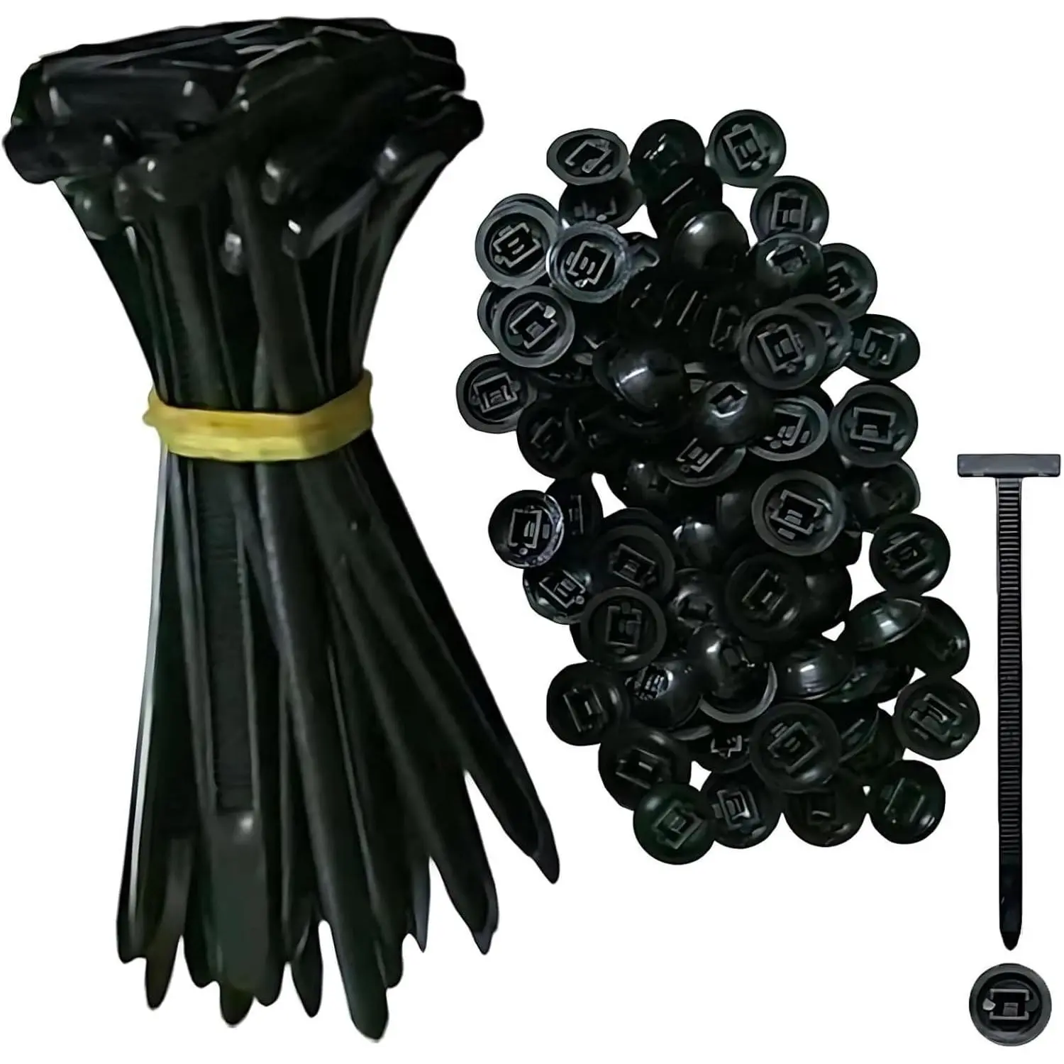 60PCS Black Nylon Universal Cable Tie Buckles - Self-Locking Ties Holder, Bumper Retainer Clips, Car Plastic Rivets Fasteners, Practical Essential for Auto Repair Quick Fix & Hole Fastening, Durable Secure Grip Vehicle Maintenance Solution