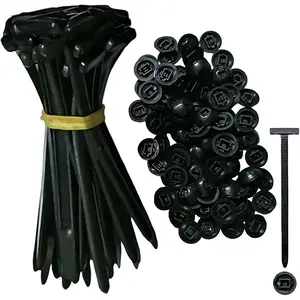 60PCS Nylon Universal Cable Tie Buckle, Nylon Cable Ties for Car, Self-Locking Ties Holder, Bumper Retainer Clips Car Plastic Rivets Fasteners for Auto Repairing Quick Fix and Hole Fastening ( Black)