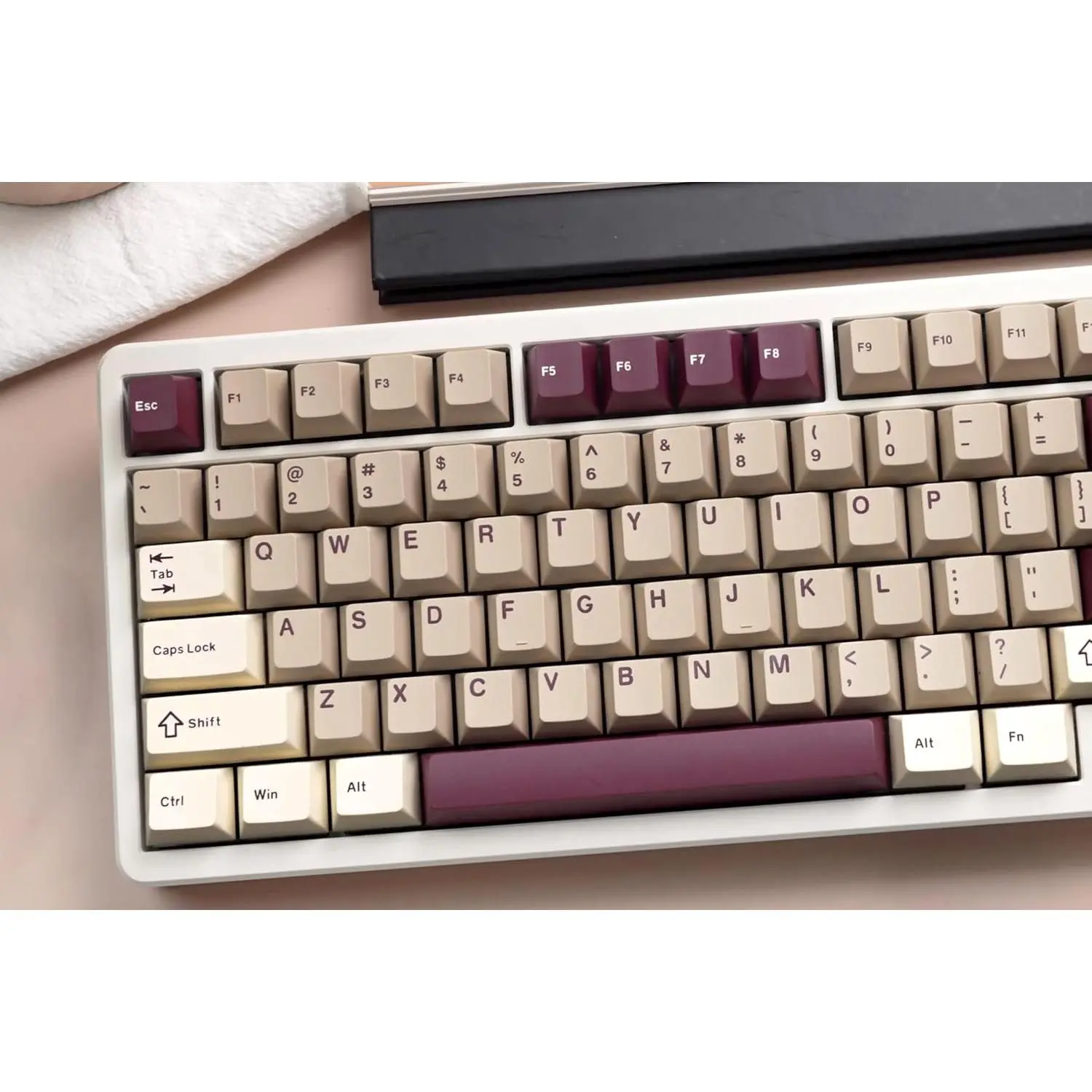 PBT Keycaps Set, Doubleshot 137 Key Caps,Cherry Profile Custom Keycap for 61/64/68/84/87/100/104/108 Mechanical Keyboard, Compatiability for 60 65 75 100 Percent Keyboads (White Grey )