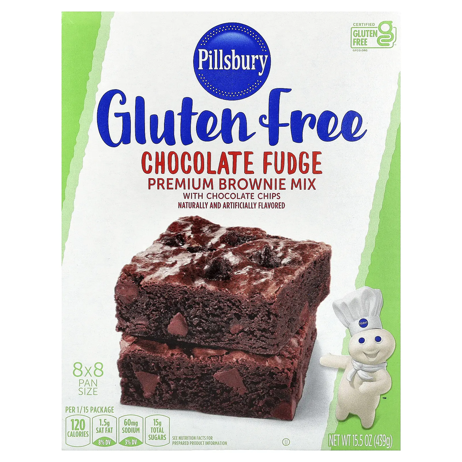 Pillsbury Chocolate Fudge Premium Brownie Mix with Chocolate Chips, Gluten Free, 15.5 oz (439 g)