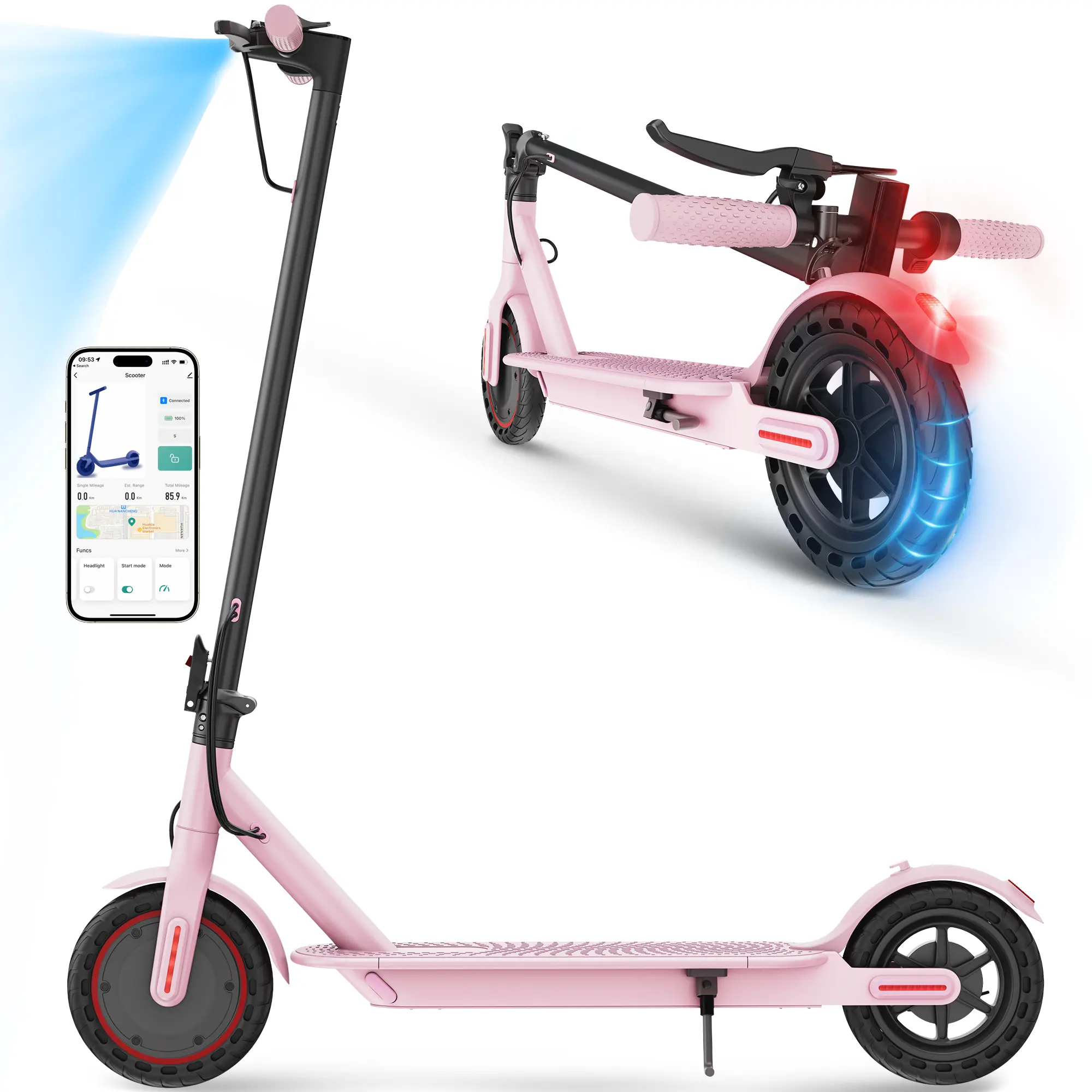 Portable Electric Scooter for Adults, 350W Motor, 8.5" Tires, Up to 19 MPH, Lightweight & Foldable, Ideal for Women，Christmas Gifts
