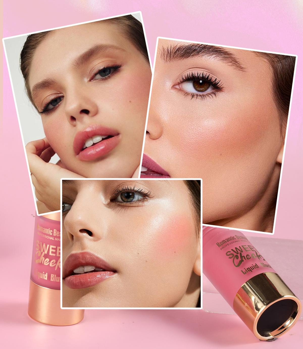 Liquid Blusher For Cheeks - Velvet Texture  Matte Multi-Color Long-Lasting & Easy To Blend Moisturizing Brightening Natural Cosmetics