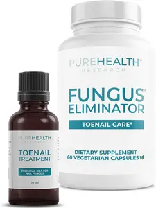 PureHealth Research 2-in-1 Toenail Fungus Clear Bundle – Strength Fungus Eliminator Supplement & Toenail Wellness Oil – Tea Tree & Oregano Oil for Targeted Nail Rejuvenation, Growth & Strength – Internal & External Defense Support Kit