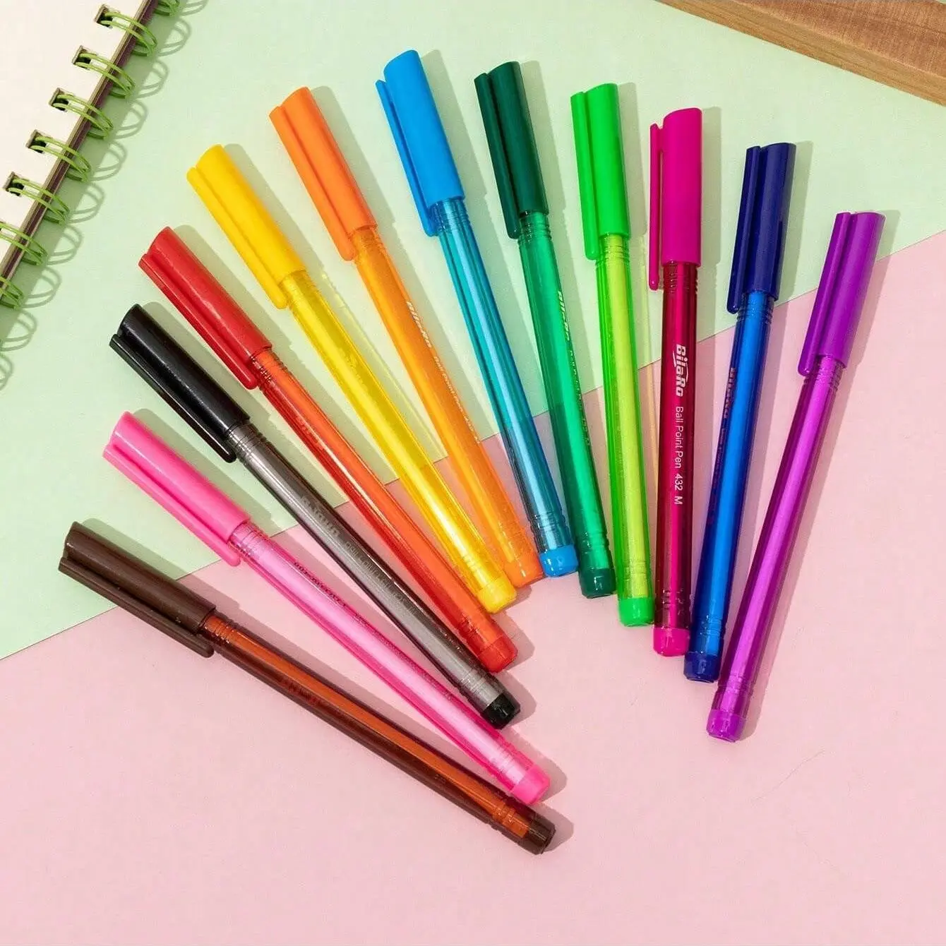 12 Color Ballpoint Pens, Comfortable Grip, Smooth Writing, Triangular Pen Holder, Ideal for Students, Adults, Office, School Supplies, Study Supplies, Pens Set
