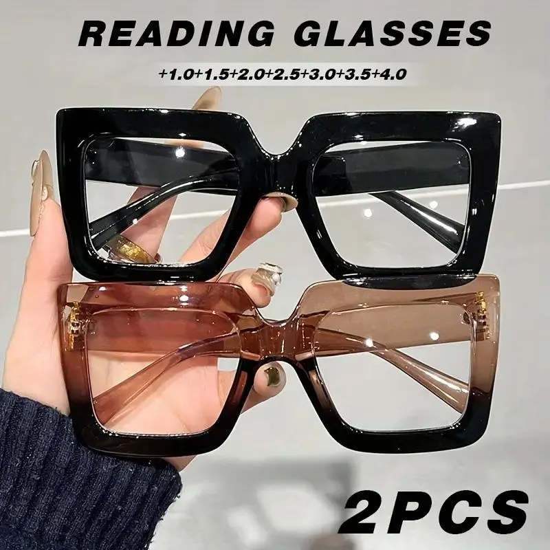 Simple Anti- Light Reading Glasses, Basic Square Frame Eyeglasses for Women & Men, Fashion Eyeglasses for Work, Daily Clothing Decor, Perfect for Student Daily Use