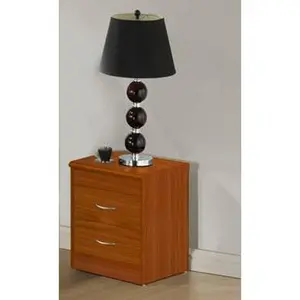 212 MAIN Cherry 2-Drawer Nightstand Bedside Table - Hodedah Hi917N Indoor Furniture with Wooden Tabletop and Drawer Storage