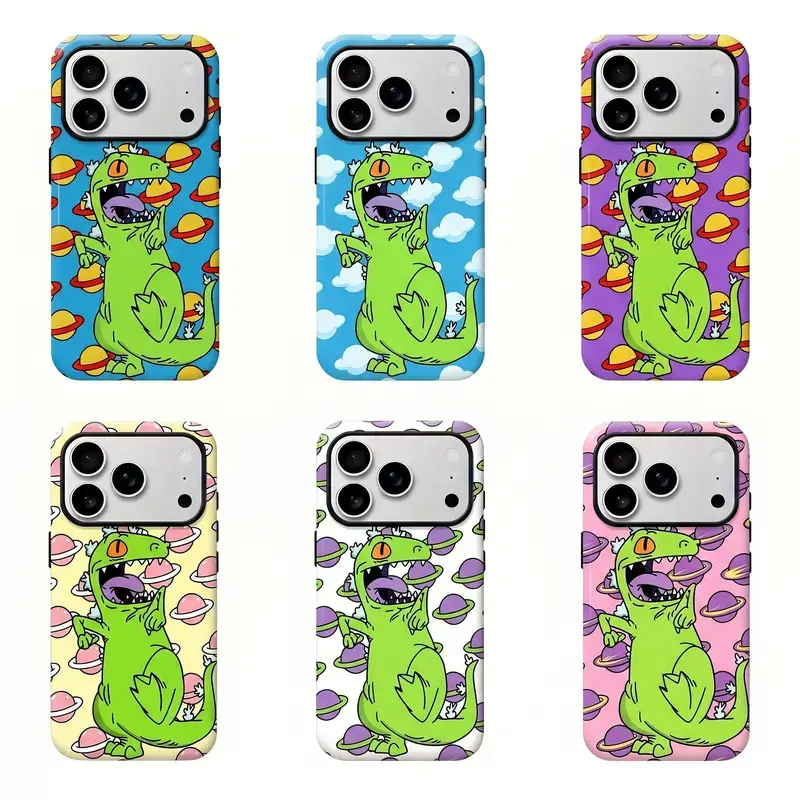 Cartoon Reptar Rugrats Tough Phone Case - Cute Cartoon Phone Cover for iPhone 17 ProMax /16/15/14/13/12/11 Plus for Samsung phones, suitable for both men and women,    （Translation note: The original text contains multiple typos and inconsistencies, which