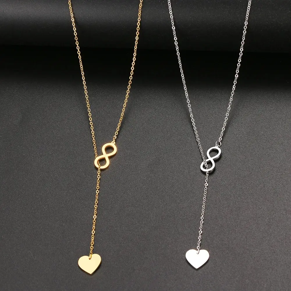 Infinity Drop Heart Necklace - Forever Love, Valentines Day Gift, Elegant