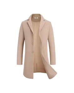 COOFANDY Fall Outfits Mens Wool Blend Coat Winter Trench Coats Notched Lapel Collar Single Breasted Overcoat Classic Peacoat With Pockets Menswear Casual