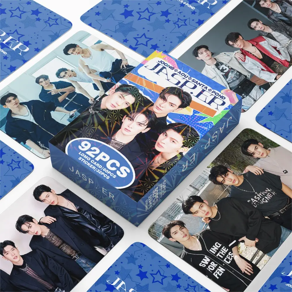 92 Jasp.er Stickers & Photo Cards Set, 32 Stickers, Sticker Sheets, 60 Dual-Sided Celebrity Photos, Stickers Kit, Scrapbook Accessories, Perfect for Room Decor, Notebook, Holiday Gift