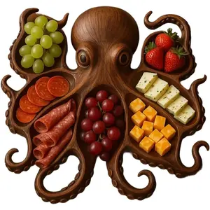 New Octopus Charcuterie Board, Unique Aesthetic Kraken Octopus Design, Wooden Serving Tray Platter, Ocean Themed Cheese Bread Board, Gift for Seafood Lovers