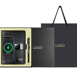 Customized Notebook A5 Powerbank Wireless Charging Desk Lamp Bluetooth Audio Electric Digital Smart Notebook Fingerprint Lock Business Planner Journal with Pen