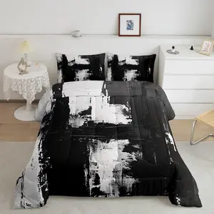 Black and White Abstract Designer Comforter Set,Modern Art Comforter,Luxury Bedding Set,Room Decorations Geometric Duvet Set,Quilt Set