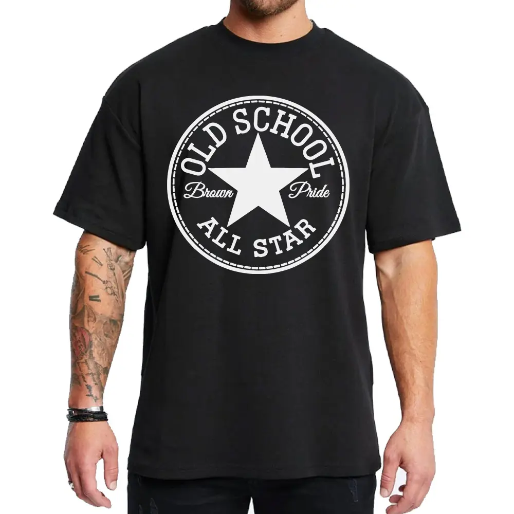 Women's Baggy Short-Sleeve Round Neck Loose T-Shirt - Old School All Star Chicano Hiphop Lowrider Graphic Top, Unisex Fit, S-3XL Sizes