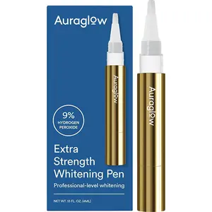 Auraglow Extra Strength Teeth Whitening Pen, 9% Hydrogen Peroxide, 40+ Whitening Treatments, Whitens Teeth Fast, No Sensitivity, 4mL Oral Brush