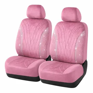 Diamond Black Car Seat Covers - Dual Front Seat Covers Breathable all-season comfort Stylish design suitable for saloon cars, SUVs and trucks Rhinestone embellishment Breathable polyester fabric