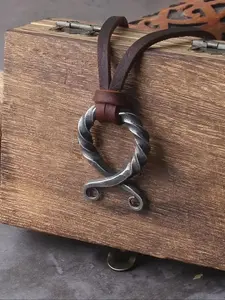 Vintage Viking Style Odin Rune Pendant Necklace, Adjustable PU Leather Cord, Norse Durable Fashion Accessory, Party Gift, Valentine's Day Birthday Present, Vintage Bohemian Jewelry