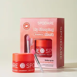 Sleeping Lip Mask Strawberry - Lip Care Hydration, Repair for Dry Cracked Lips, Vitamin C, Soft and Nourished Lips Overnight, Christmas, with Shea Butter - 0.42 Fl Oz