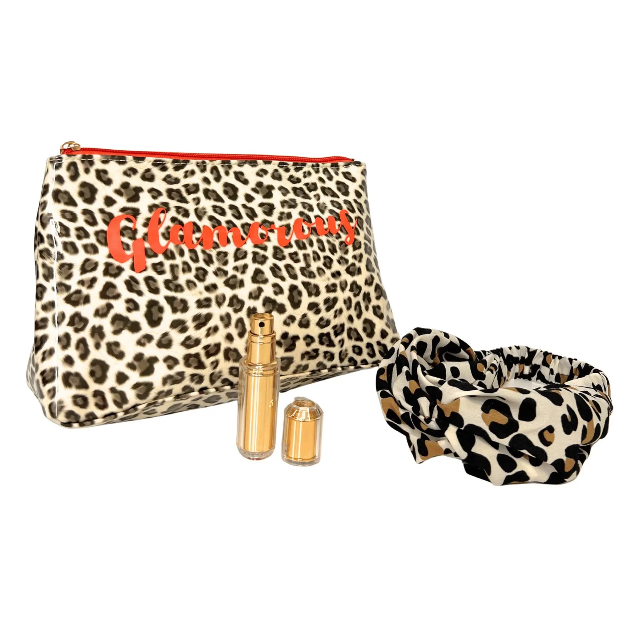 Youzey Leopard Travel Cosmetic Bag, Scrunchie &Travalo Trio