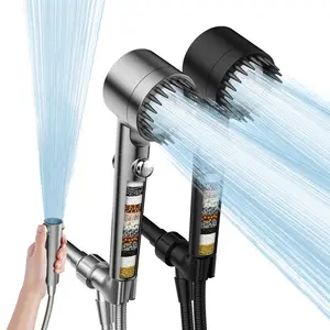 FEELSO Handheld Filter Booster Shower Head with 4 Spray Modes & High-Quality Filter for Hard Water Powerful Cleaning & Durable ABS Material
