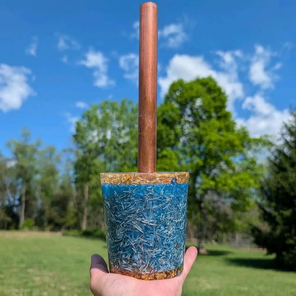 Mini Cloud Buster Copper Tower | Handmade Resin & Crystal Decor (12”)