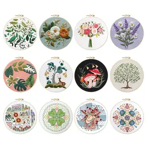 Flower Cotton Stamped Embroidery Cross Stitch DIY Starter Needlepoint Kit