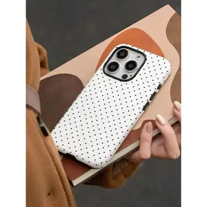 Simple Black And White Polka Dot All-Inclusive Anti-Drop Personalized Apple Two-In-One Fashion Mobile Phone Case Suitable For IPhone16pro,15,14,13,12,11Promax,7/8plus Series ,Suitable For IPhone 17 Air