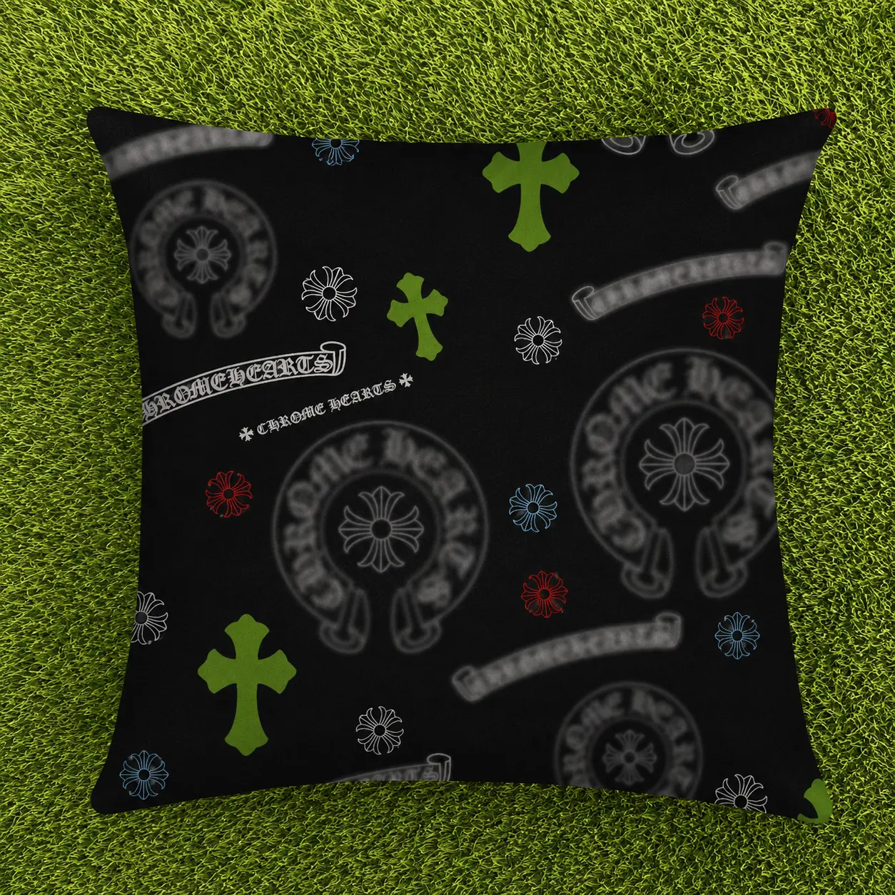 Black Caviar Look Gothic Cross Throw Pillow - 18x18 in, Zipper-Secure Fill, Gothic Decor Accent Pillow, Couch Cushion for Couch, Bed
