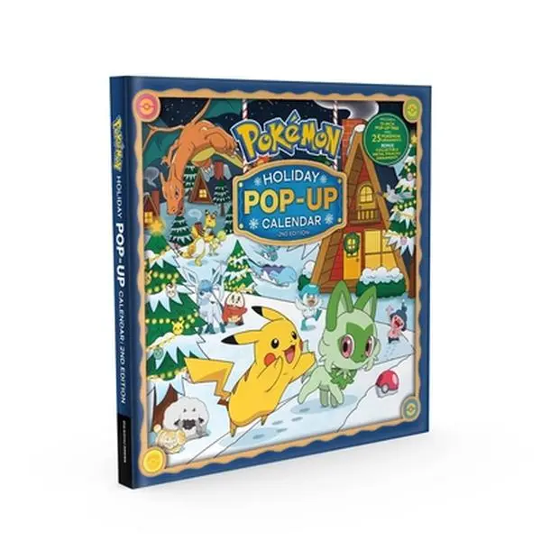 Pokémon Holiday Advent Pop-Up Tree Calendar - English Children's Hardcover Book by Pikachu Press, with Illustrated Fireside Celebration Scene for Kids