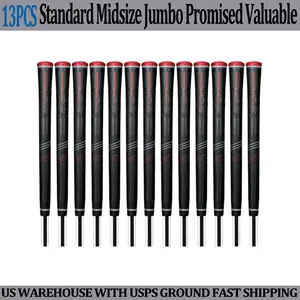 Golf Club Grips Set of 13 60R Round Core Natural Rubber All Weather High Traction Grips Available in Standard/Midsize/Jumbo Sizes for Irons & Woods