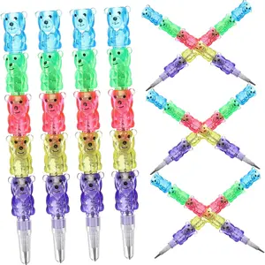 20pcs Bear Building Block Pencil Set, 5-In-1 Stackable Design, Colorful & Durable, Ideal for Creative Play & Art Supplies, Coloring Supplies