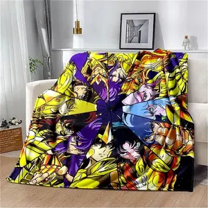 Cartoon Saint Seiya 3D Retro Soft Flannel Blanket for Beds Bedroom Sofa Picnic,Throw Blanket for Cover Outdoor Leisure Nap Gift
