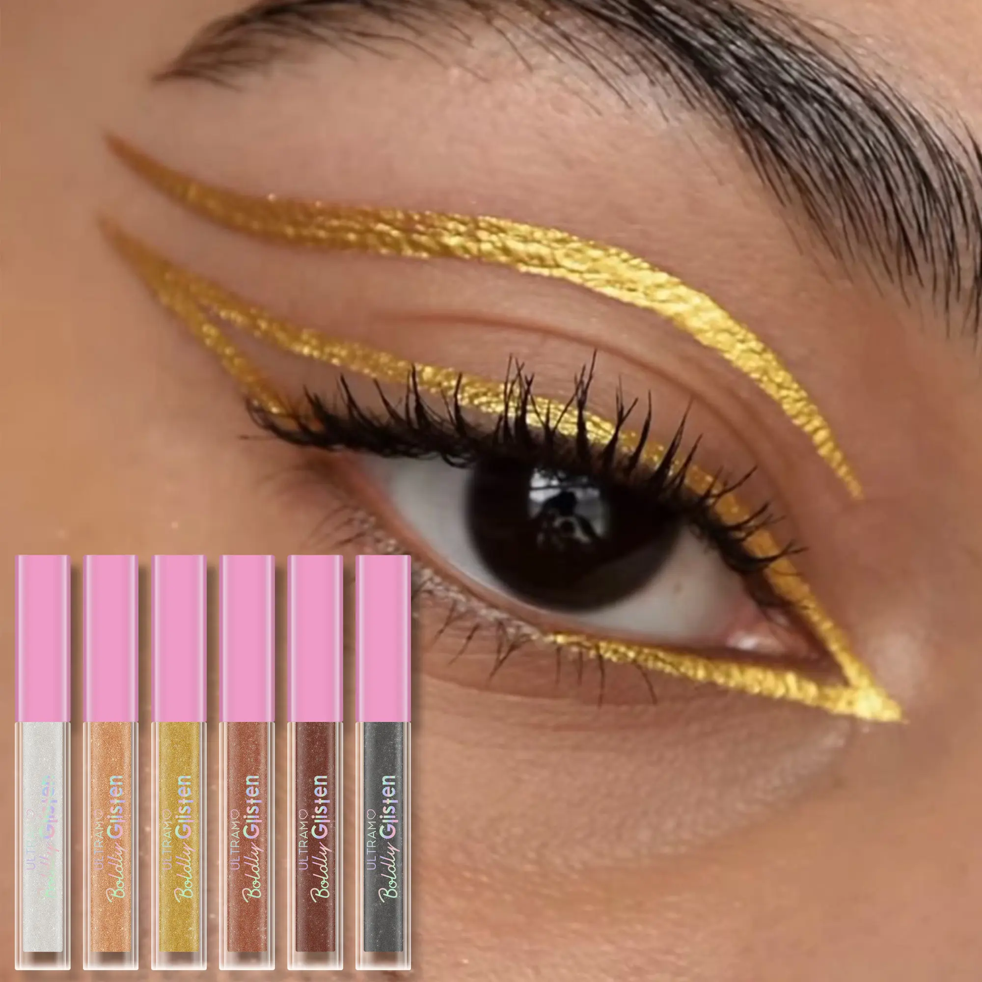 Adult 6-Color Pearlescent Liquid Single Makeup Set - Long-Wear Graphic Eyeliner, Easy Eye Makeup Highlighter Eyeshadow, Extremely Fine Brush, Flawless Lipliner, Sparkly, Waterproof, Non-Smudged, No Harmful Additives, 24-Month Shelf Life Cosmetic, Sparkly,