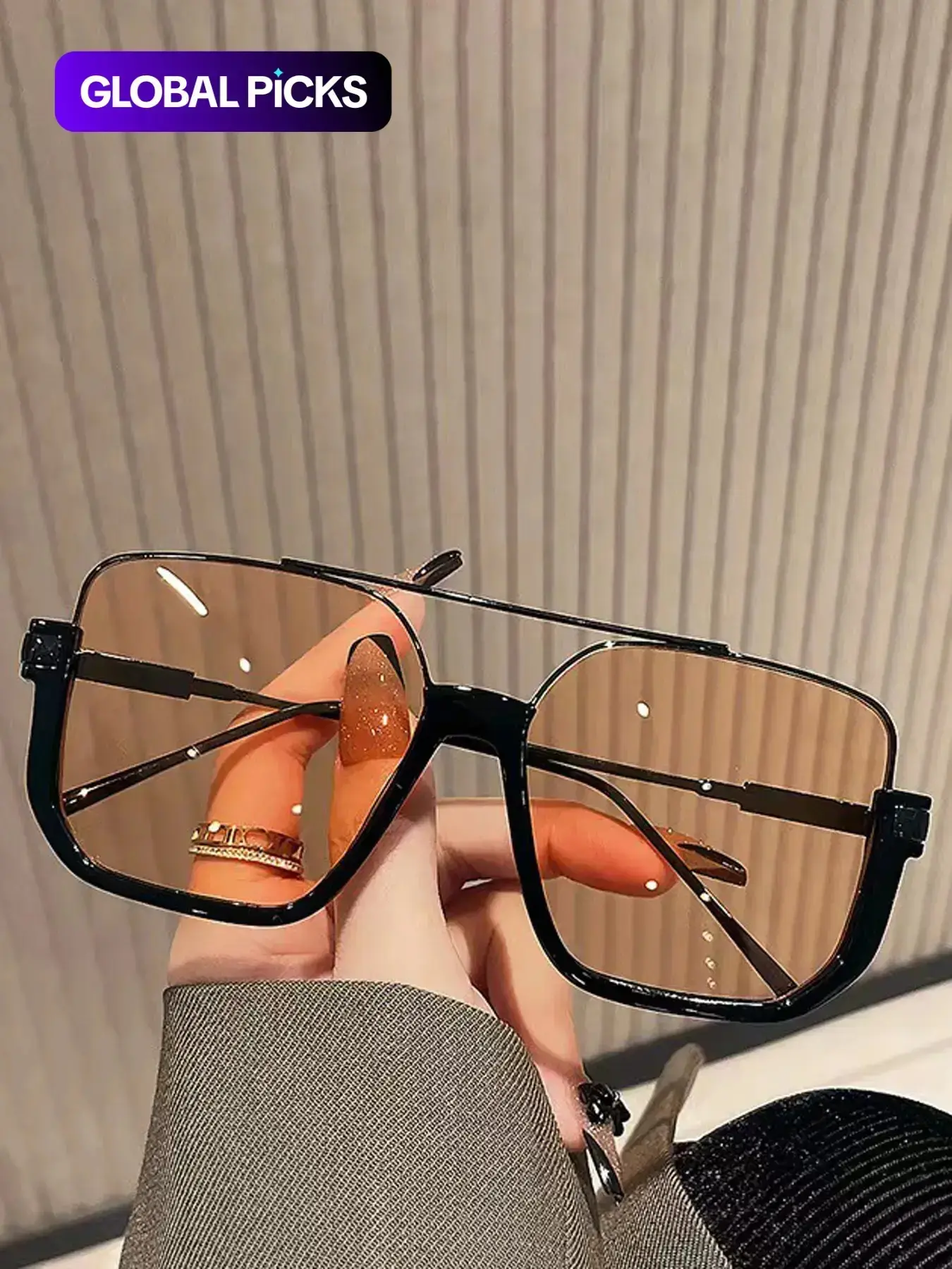 Rectangular Aviator Sunglasses for Women & Men, TikTok Viral Y2K Tinted Lens Shades, Trendy Vintage Fashion Eyewear for Driving, Beach, Travel, Festival & Everyday Summer Outfits