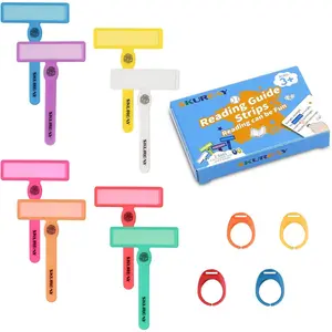 12 PCS Guided Reading Strips Dyslexia Tools for Kids Colorful Text Overlays for Early Readers ADHD Finger Trackers Highlight